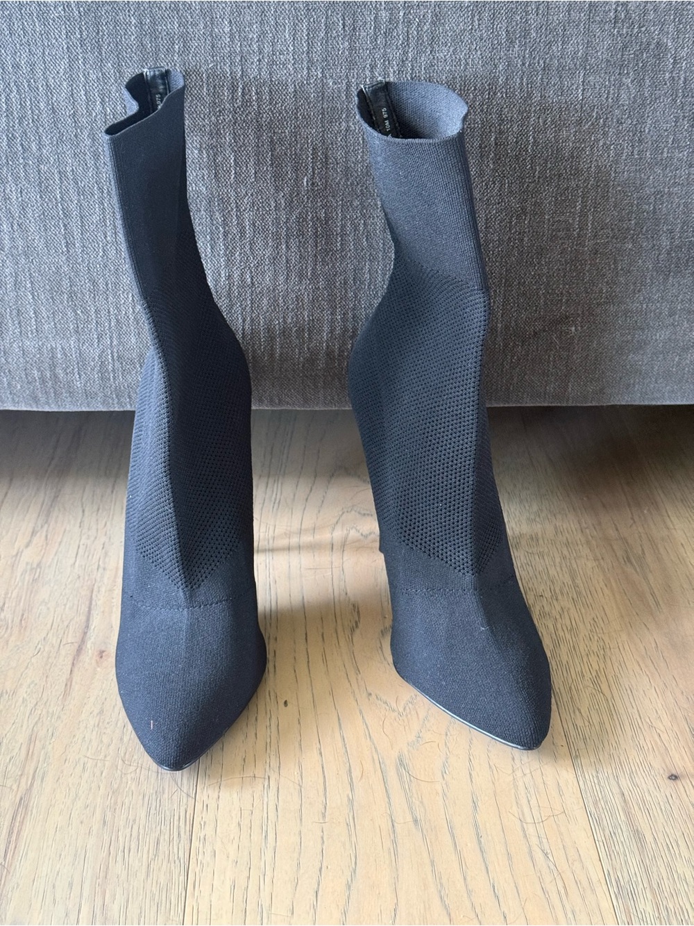 Steve Madden Black Stretch Sock High-Heel Ankle Booties